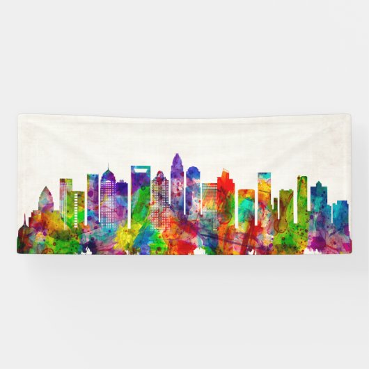 Charlotte North Carolina Skyline Spandoek (Horizontaal)