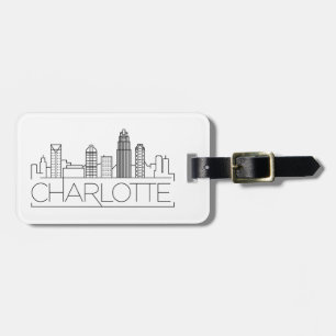 Charlotte, North Carolina Stylized Skyline Bagagelabel