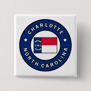 Charlotte North Carolina Vierkante Button 5,1 Cm