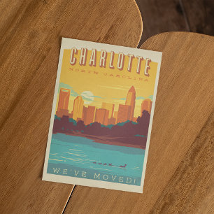 Charlotte, North Carolina We hebben ons verplaat Uitnodiging Briefkaart