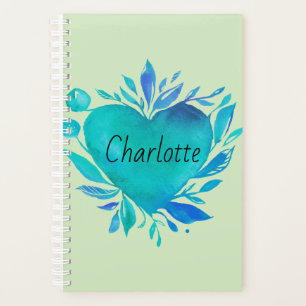 Charlotte Personnalisée Blue Watercolor Heart
