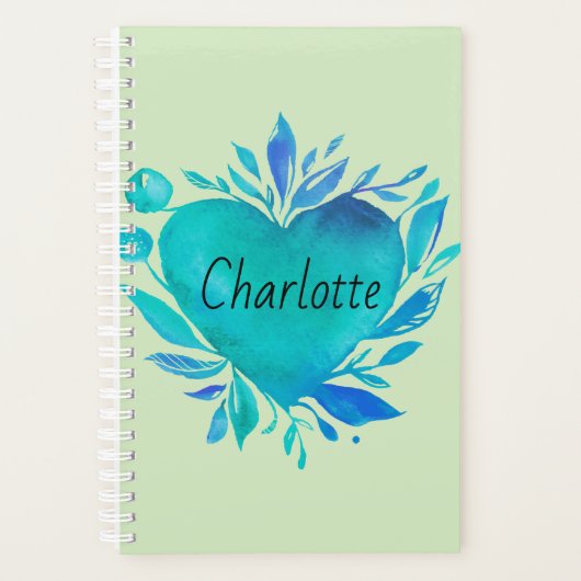 Charlotte Personnalisée Blue Watercolor Heart (Devant)