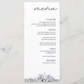 Charlotte Skyline Modern Mariage Dinner Menu (Devant)