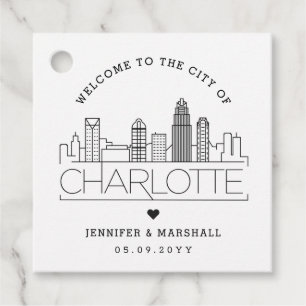 Charlotte Skyline   Wedding Welcome Favoriet Bedankjes Labels