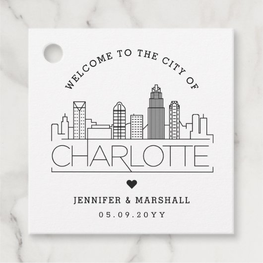 Charlotte Skyline | Wedding Welcome Favoriet Bedankjes Labels (Voorkant)