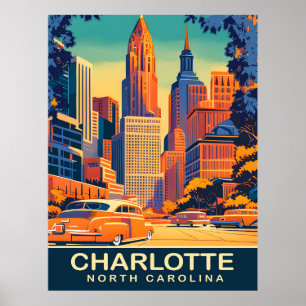 Charlotte, stadscentrum, North Carolina, Reizen Poster