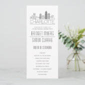 Charlotte Stylized Skyline | Weddenschap-programma Kaart (Staand voorkant)