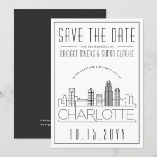 Charlotte Wedding   Gestileerde skyline De datum o Kaart