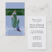 Charlotte's Shawl: mode 1920 in blauw en groen Visitekaartje (Voorkant / Achterkant)