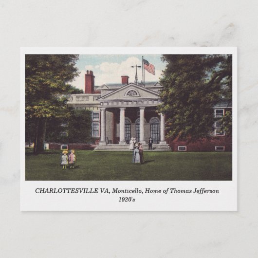 Charlottesville VA, carte postale de la maison de  (Devant)