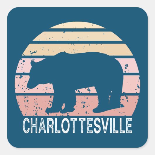 Charlottesville Virginia Retro-Beer Vierkante Sticker (Voorkant)