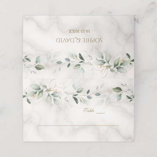 Charm Airy Greenery Marble Table Number (Buitenkant ongevouwen)