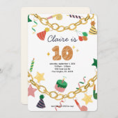 Charm Armband 10e verjaardag Party Uitnodiging (Voorkant / Achterkant)