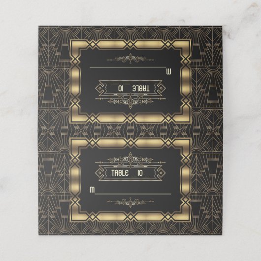 Charm Art Deco Great Gatsby Wedding Table Number (Buitenkant ongevouwen)