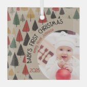 Charm: Baby's eerste kerstfoto Glas Ornament (Voorkant)