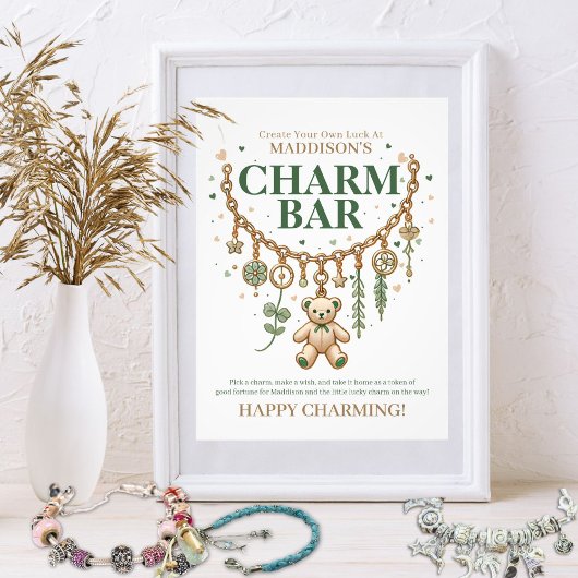 Charm Bar Baby shower Sign Poster