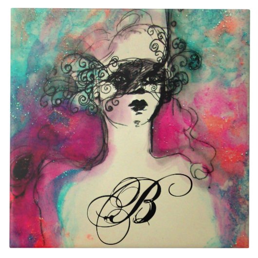 CHARM Beauty met Maskermonogram Tegeltje (Voorkant)