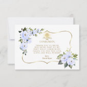 Charm Blauw Bloem Goud Kruis Jongen Eerste Heilige Bedankkaart (Voorkant)