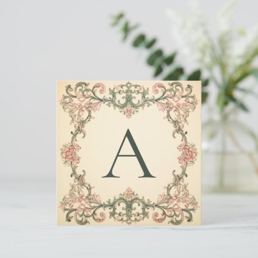  Charm Blooms: Monogrammed Note Kaarten (Staand voorkant)