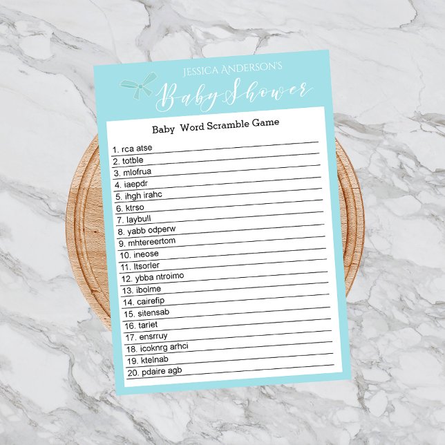  Charm Blue Baby shower Word Scramble Game (Creator heeft geüpload)