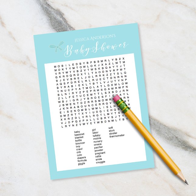  Charm Blue Baby shower Word Search Game (Creator heeft geüpload)