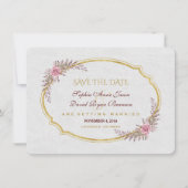 Charm Blush Bloem Gouden Lijst Wit Save The Date (Voorkant)