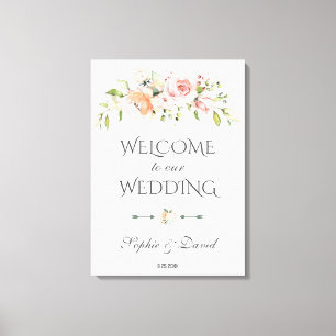 Charm Blush Cream Bloemrijke Welkom Trouw Canvas Afdruk