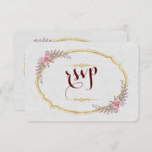 Charm Blush Floral Gold Frame Blanc Mariage RSVP (Devant / Derrière)