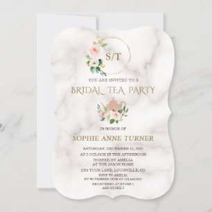 Charm Blush Floral Gold Lijst Marble Vrijgezellenf Kaart