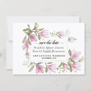 Charm Blush Magnolia Flowers Weddenschap Save The Date