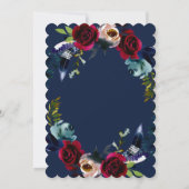 Charm Boho Floral Marsala Navy Blue Wedding Kaart (Achterkant)