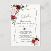 Charm Bourgogne Blush Bloemen Goud Trouwdetails Informatiekaartje (Voorkant)