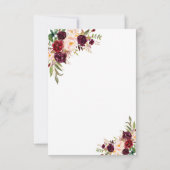 Charm Bourgondië Bloemen Huwelijk Handschrift RSVP Kaartje (Achterkant)