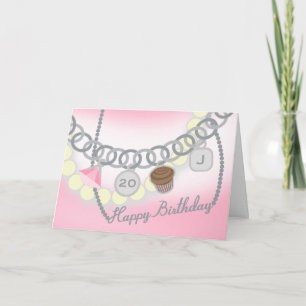 Charm Bracelet & Pearls Jewelry Birthday Card Kaart
