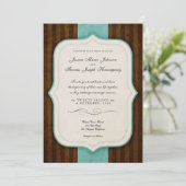 Charm Brown Blue Wedding Invites Kaart (Staand voorkant)
