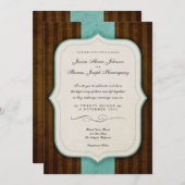 Charm Brown Blue Wedding Invites Kaart (Voorkant / Achterkant)