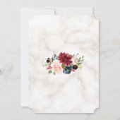 Charm Burgundy Blush Bloemen Kruis Marmer Doop Kaart (Achterkant)