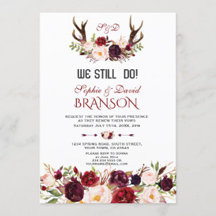 Charm Burgundy Blush Floral Antlers WE DOEN NOG ST Kaart
