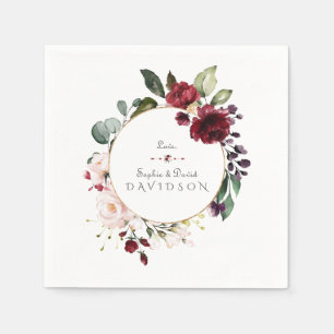 Charm Burgundy Blush Flowers Wreath Wedding Servet