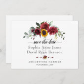 Charm Burgundy Sunflower Weddenschap Save The Date (Voorkant / Achterkant)