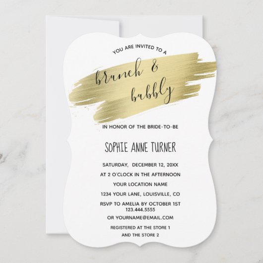 Charm Calligraphy Gold Stroke Brunch & Bubble Kaart (Voorkant)