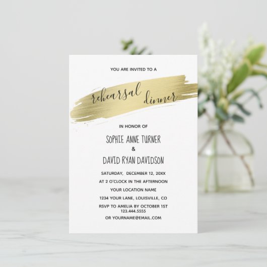 Charm Calligraphy Gouden Streek Oefenavond Kaart (Staand voorkant)