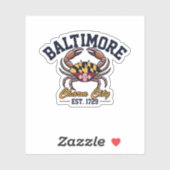 Charm City Baltimore Maryland Crab Flag Sticker (Vel)