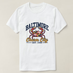 Charm City Baltimore Maryland Krab Vlag Ontwerp T-shirt