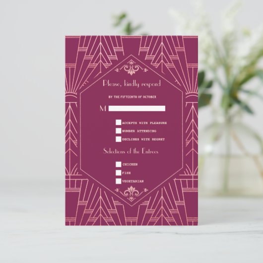 Charm Cooper Rose Great Gatsby 1920 Mariage RSVP (Debout devant)