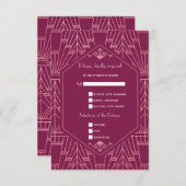 Charm Cooper Rose Great Gatsby Jaren 20 Huwelijk R RSVP Kaartje (Voorkant / Achterkant)