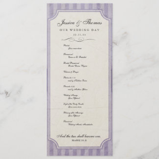  Charm Custom Lila Paars Wedding Program Programma