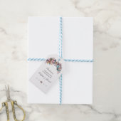 Charm Dusty Blauw Roze Bloemen Boeket Huwelijk Cadeaulabel (Met Touw)