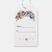Charm Dusty Blauw Roze Bloemen Boeket Huwelijk Cadeaulabel (Achterkant)