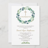 Charm Eucalyptus Foliage Cross Boy Bevestiging Kaart (Voorkant)